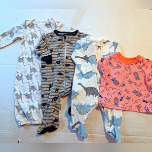 Infant Boys Set Of 4 Dinosaur Print Clothing Size 0-3 Months Some Are New
